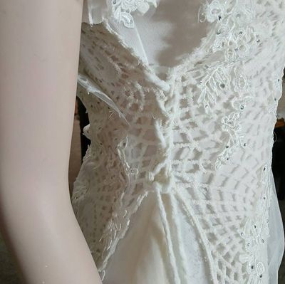 Alternate image for Vintage-Inspired handcrafted lace and tulle maxi dress in ivory