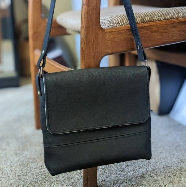 Alternate image for Black Faux Leather Shoulder Bag - The Lyrist