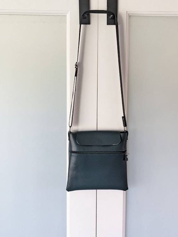 Alternate image for Hunter Green Faux Leather Crossbody Bag with Outer Pocket - The Kanga3