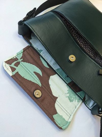 Alternate image for Hunter Green Faux Leather Crossbody Bag with Outer Pocket - The Kanga3