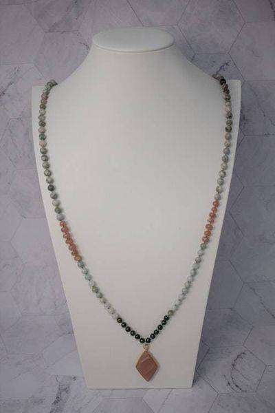 Alternate image for Peach Moon Harmony Japer, Nephrite Jade and Peach Moonstone Necklace
