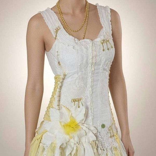 Alternate image for Ethereal handcrafted fairy Bohemian wedding dress with lace, fringe and ribbons