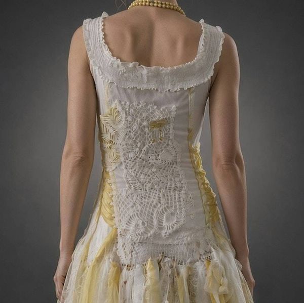 Alternate image for Ethereal handcrafted fairy Bohemian wedding dress with lace, fringe and ribbons