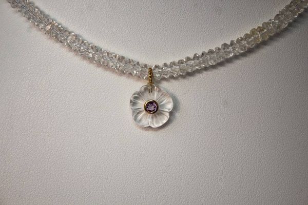 Alternate image for Icy Blossom Clear Quartz and Amethyst Necklace