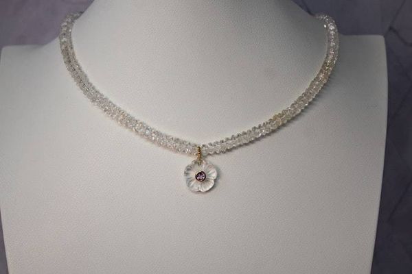 Alternate image for Icy Blossom Clear Quartz and Amethyst Necklace