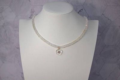 Alternate image for Icy Blossom Clear Quartz and Amethyst Necklace