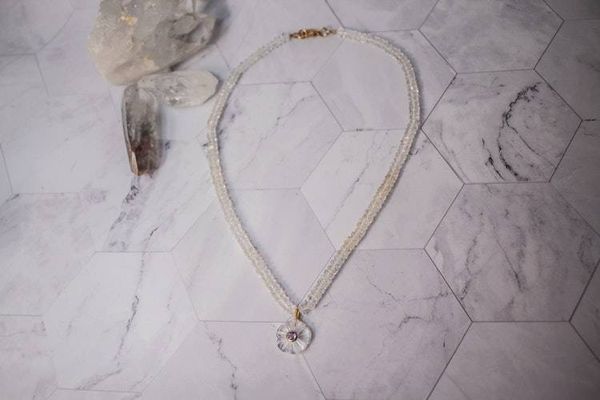 Alternate image for Icy Blossom Clear Quartz and Amethyst Necklace