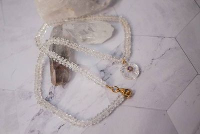 Alternate image for Icy Blossom Clear Quartz and Amethyst Necklace