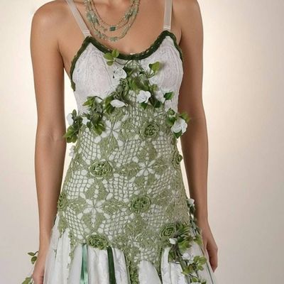 Alternate image for Handcrafted woodland fairy dress with lace and botanical embellishments
