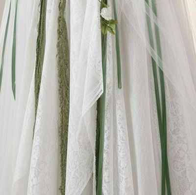 Alternate image for Handcrafted woodland fairy dress with lace and botanical embellishments