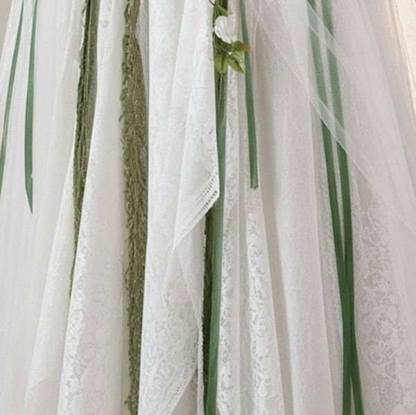 Alternate image for Handcrafted woodland fairy dress with lace and botanical embellishments
