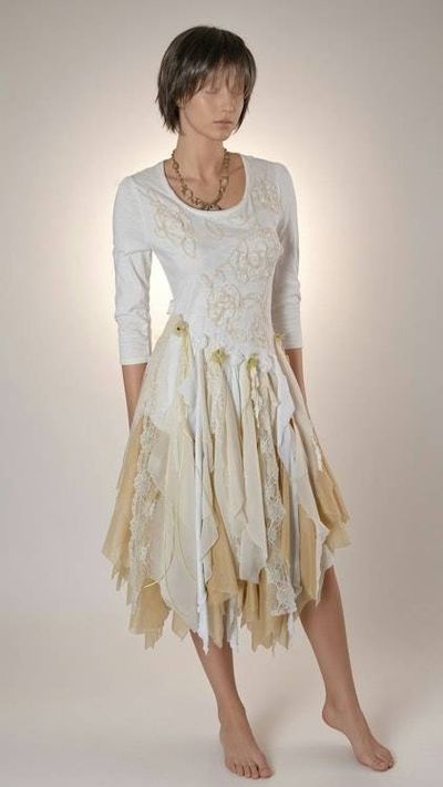 Primary image for Handcrafted Fairy-Tale Dress with Tattered Hem and Embroidered Details
