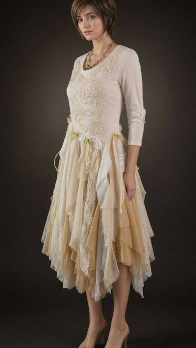 Alternate image for Handcrafted Fairy-Tale Dress with Tattered Hem and Embroidered Details