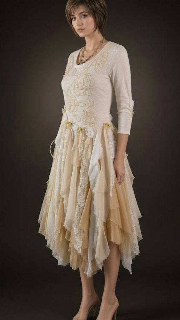 Alternate image for Handcrafted Fairy-Tale Dress with Tattered Hem and Embroidered Details