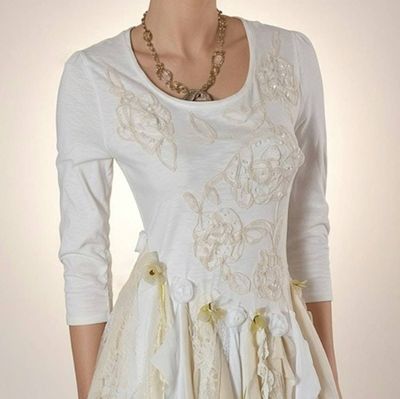 Alternate image for Handcrafted Fairy-Tale Dress with Tattered Hem and Embroidered Details