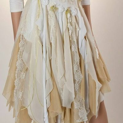 Alternate image for Handcrafted Fairy-Tale Dress with Tattered Hem and Embroidered Details