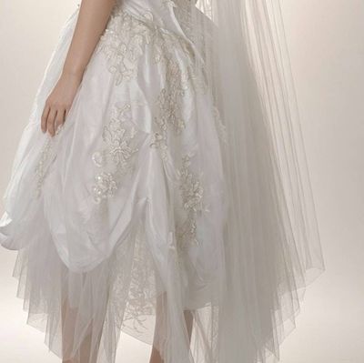 Alternate image for Handcrafted Ethereal White Wedding Dress with Dramatic Top Hat and Veil
