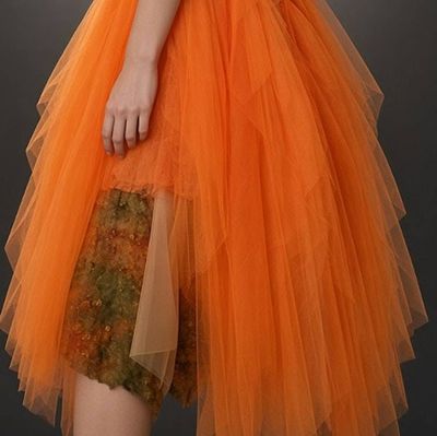 Alternate image for Handcrafted Orange Sequined Bodice Dress with Tulle Skirt and Corset Back