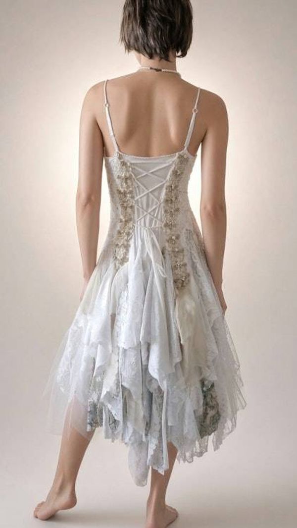 Alternate image for Handkerchief Hem Bohemian Dress with Lace and Embroidered Details