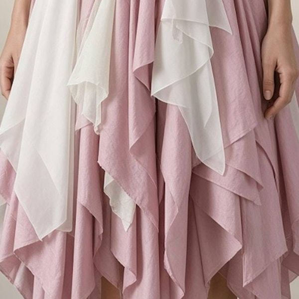 Alternate image for Handkerchief hem pink and ivory lace bodice dress with tie waist