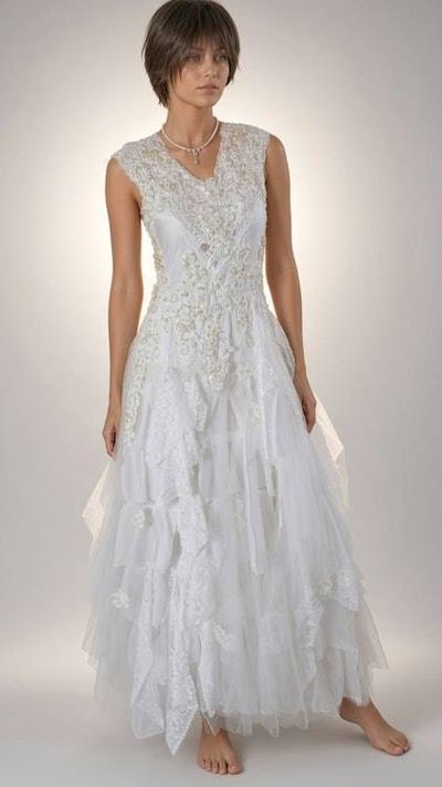 Primary image for Handcrafted Embellished Tulle and Lace Wedding Gown with V-Neckline