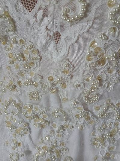 Alternate image for Handcrafted Embellished Tulle and Lace Wedding Gown with V-Neckline