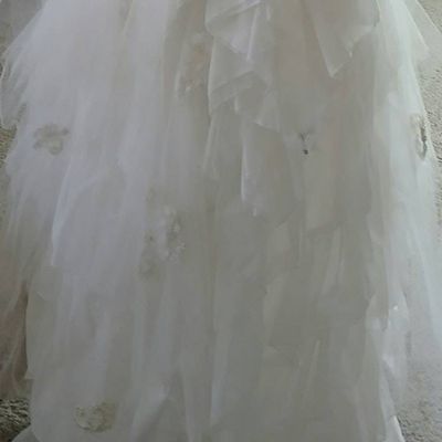 Alternate image for Handcrafted Embellished Tulle and Lace Wedding Gown with V-Neckline