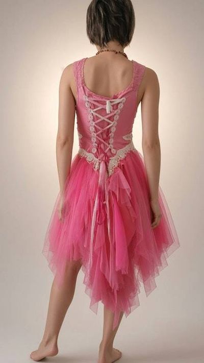 Alternate image for Handcrafted pink fairy dress and layered tulle skirt