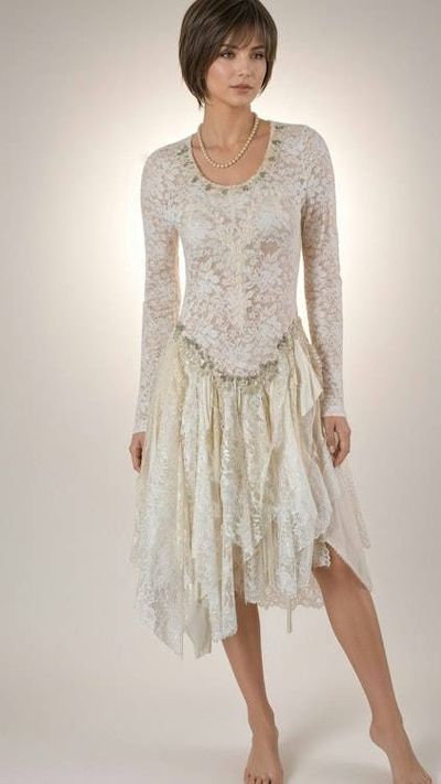 Primary image for Vintage Inspired Ivory Lace Dress with Handkerchief Hem
