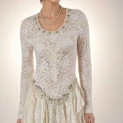 Alternate image for Vintage Inspired Ivory Lace Dress with Handkerchief Hem