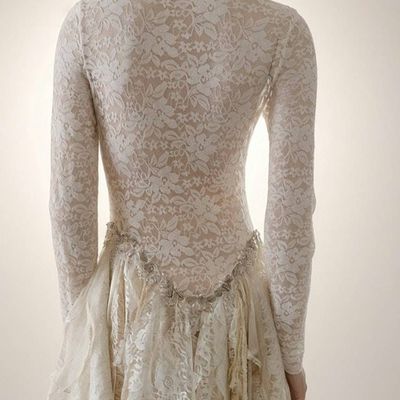 Alternate image for Vintage Inspired Ivory Lace Dress with Handkerchief Hem