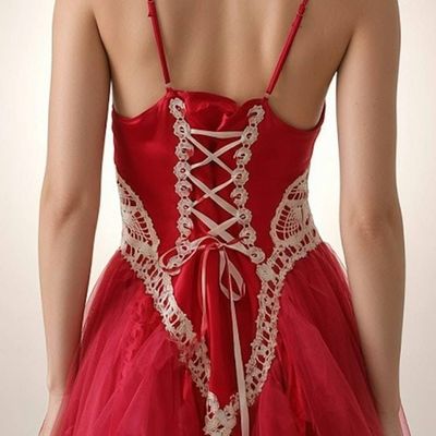 Alternate image for Handcrafted Red Tulle Fairy Dress with Lace-Up Corset Back