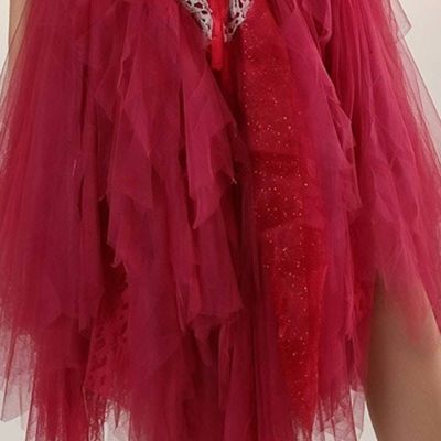 Alternate image for Handcrafted Red Tulle Fairy Dress with Lace-Up Corset Back