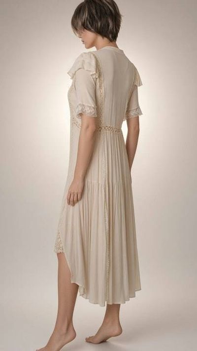 Alternate image for Ethereal Romantic Lace-Trimmed Layered Dress and overlay in Ivory Cotton
