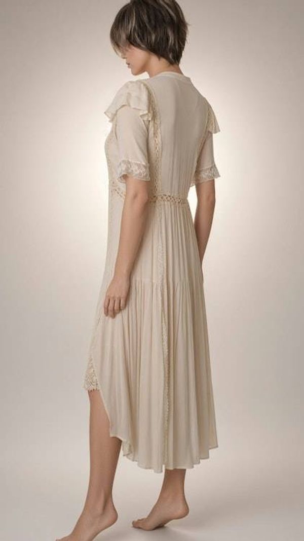 Alternate image for Ethereal Romantic Lace-Trimmed Layered Dress and overlay in Ivory Cotton