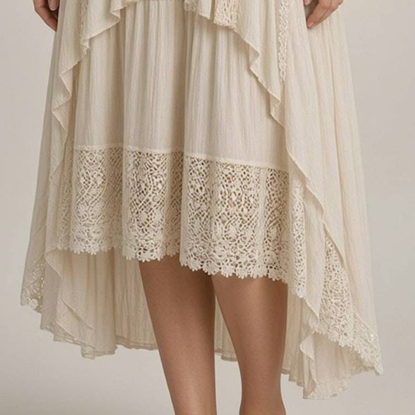 Alternate image for Ethereal Romantic Lace-Trimmed Layered Dress and overlay in Ivory Cotton