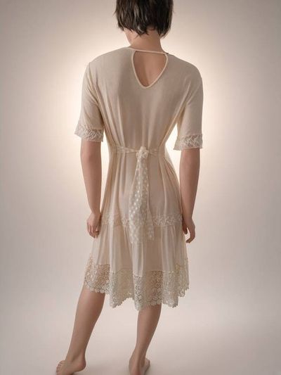 Alternate image for Ethereal Romantic Lace-Trimmed Layered Dress and overlay in Ivory Cotton