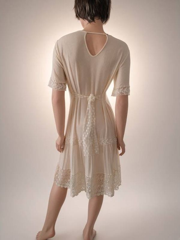 Alternate image for Ethereal Romantic Lace-Trimmed Layered Dress and overlay in Ivory Cotton