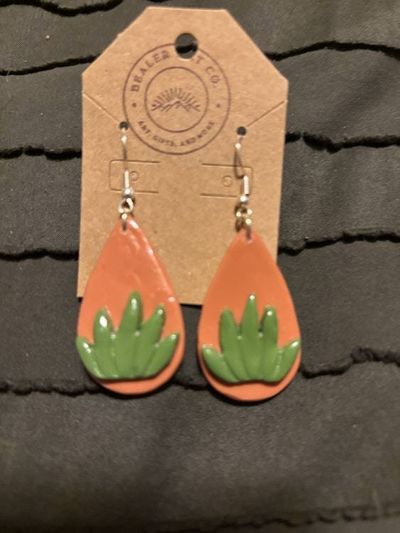 Alternate image for Handmade Polymer Clay Succulent Earrings | Terracotta Clay Dangles
