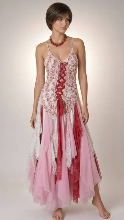 Alternate image for Handcrafted Bohemian lace, crochety and tulle maxi dress with irregular hem