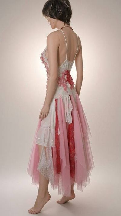 Alternate image for Handcrafted Bohemian lace, crochety and tulle maxi dress with irregular hem