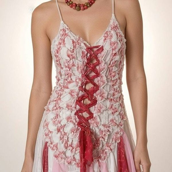 Alternate image for Handcrafted Bohemian lace, crochety and tulle maxi dress with irregular hem