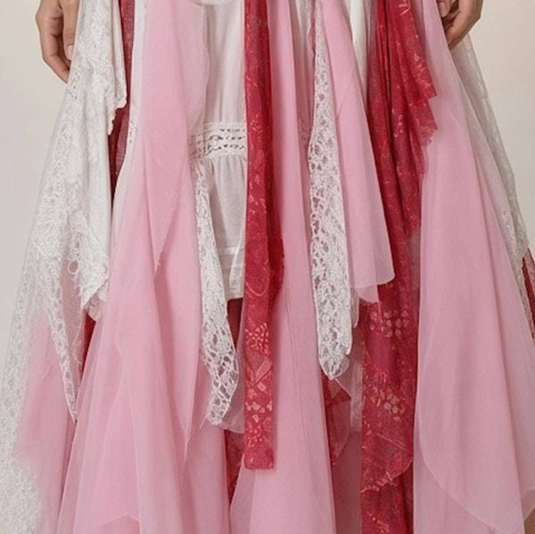 Alternate image for Handcrafted Bohemian lace, crochety and tulle maxi dress with irregular hem
