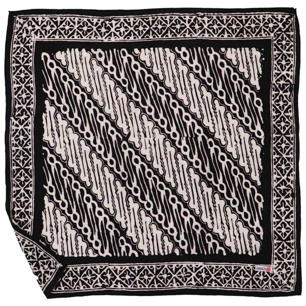 Hand Dyed Batik Bandana, 100% Soft Cotton, Liris in Black, White, Monochromatic