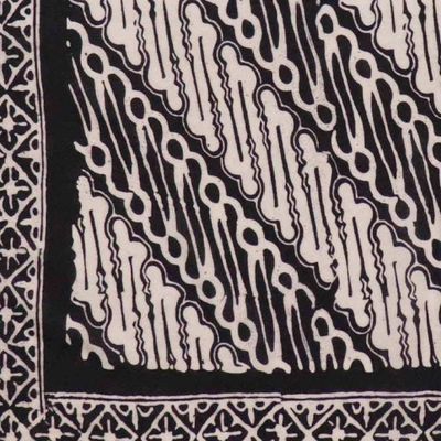 Alternate image for Hand Dyed Batik Bandana, 100% Soft Cotton, Liris in Black, White, Monochromatic