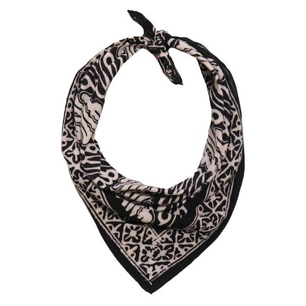 Alternate image for Hand Dyed Batik Bandana, 100% Soft Cotton, Liris in Black, White, Monochromatic