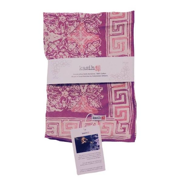 Alternate image for Large 39 Hand Dyed Batik Bandana, 100% Soft Cotton, Lavender Love