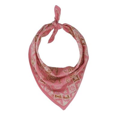 Alternate image for Hand Dyed Batik Bandana, 100% Soft Cotton, Blush Mosaic, Pink Brown, Fair Trade