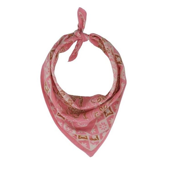 Alternate image for Hand Dyed Batik Bandana, 100% Soft Cotton, Blush Mosaic, Pink Brown, Fair Trade