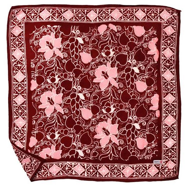 Alternate image for Hand Dyed Batik Bandana, 100% Soft Cotton, Ruby Bloom, Red, Pink